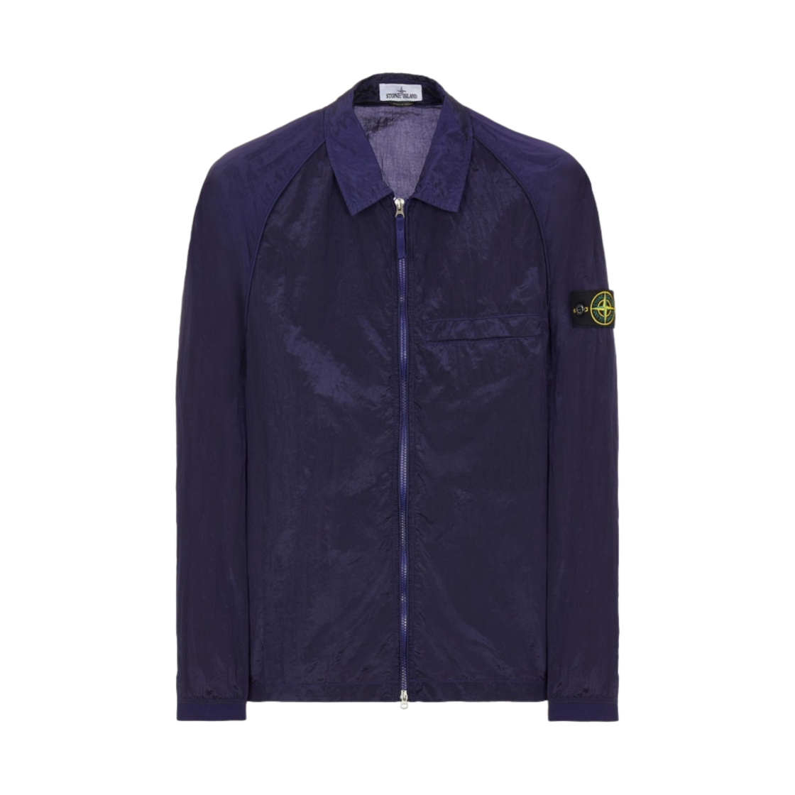 스톤 아일랜드 12321 나일론 메탈 가먼트 다이드 패커블 오버셔츠 로얄 블루 - 22SS
