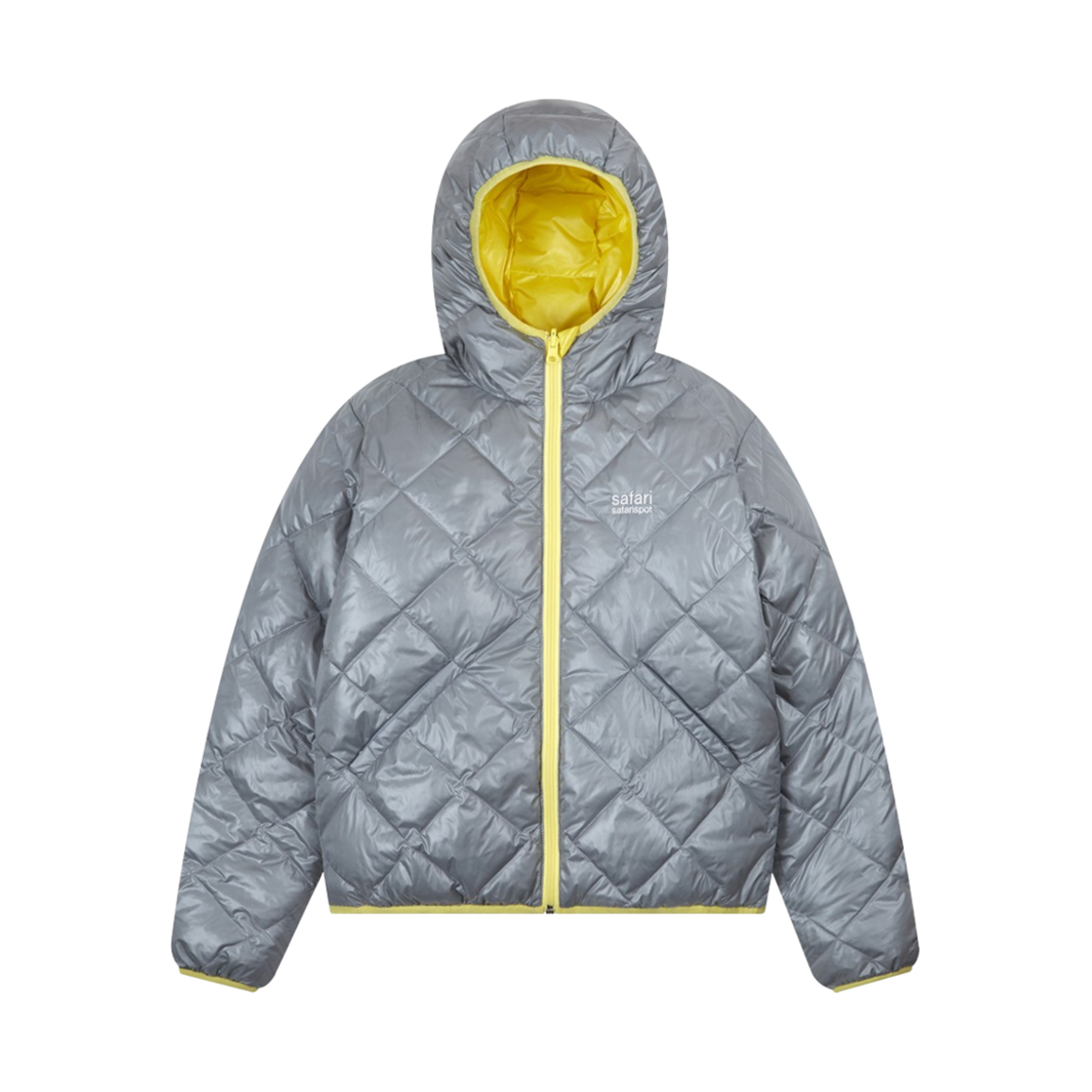saf00387 Safarispot 1/2 Reversible Two Color Light Down Jacket Gray Yellow