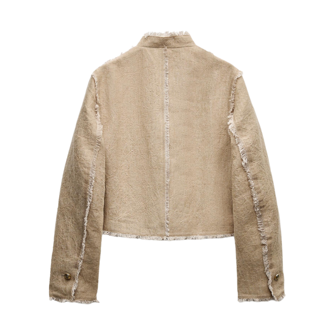 (W) 자라 ZW 컬렉션 숏 프레이드 자켓 베이지((W) Zara ZW Collection Short Frayed Jacket Beige) - 2