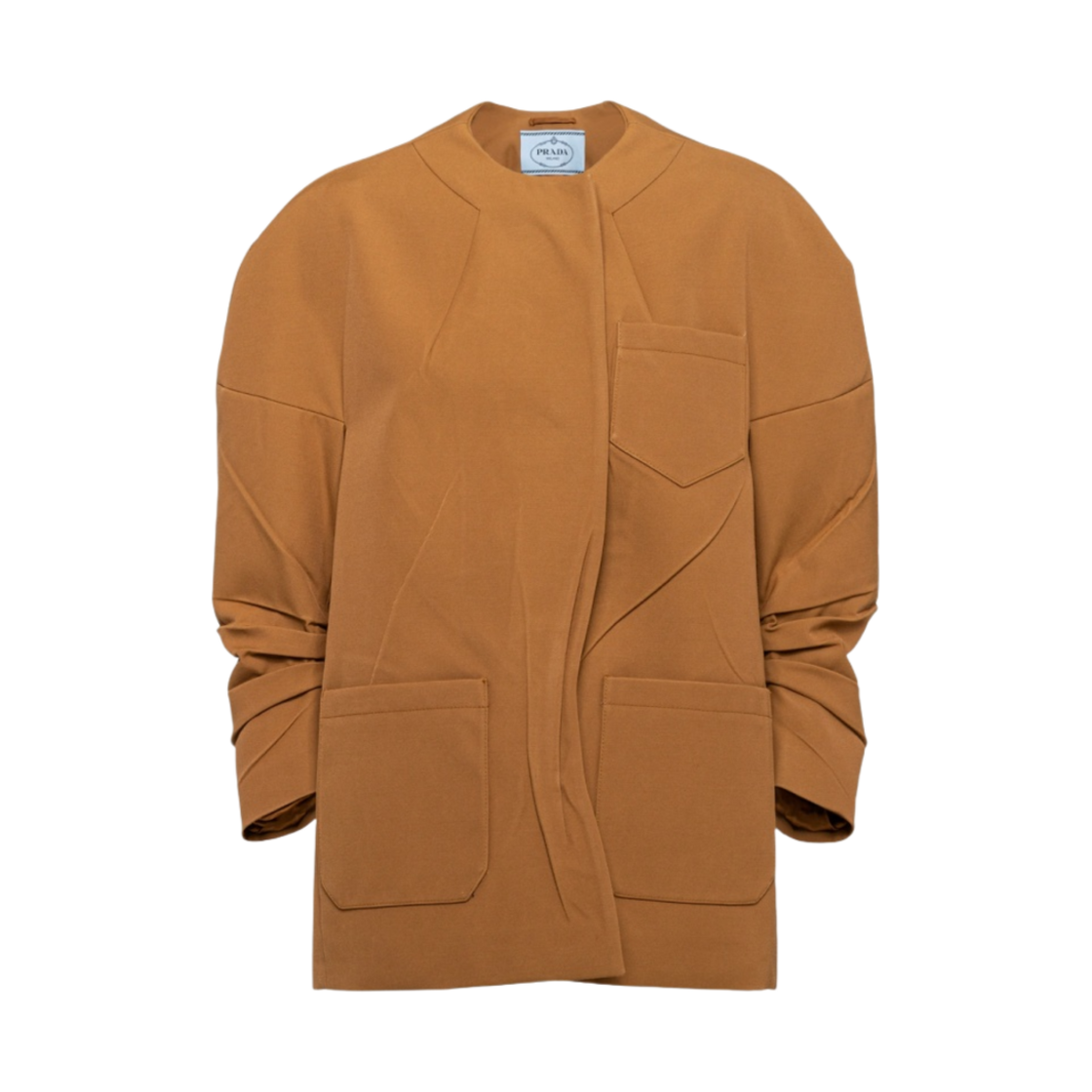 (W) 프라다 싱글 브레스티드 개버딘 자켓 카라멜((W) Prada Single-Breasted Gabardine Jacket Caramel) - 1