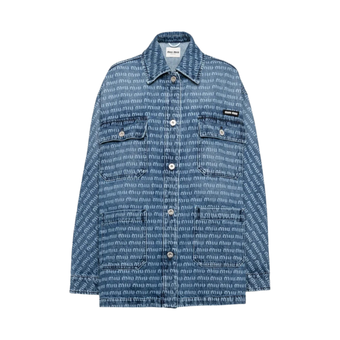 (W) 미우 미우 데님 블루종 자켓 블루((W) Miu Miu Denim Blouson Jacket Blue) - 1