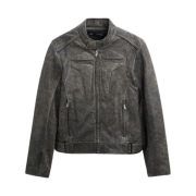 Zara Leather Biker Jacket Grey