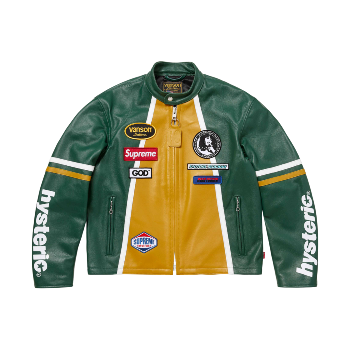 슈프림 x 히스테릭 글래머 밴슨 레더 자켓 그린 - 24FW(Supreme x Hysteric Glamour Vanson Leathers Jacket Green - 24FW)