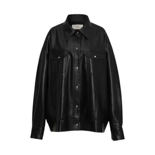DQ2WJ005 Leha Women Antoine Paneled Vegetarian Leather Jacket Black