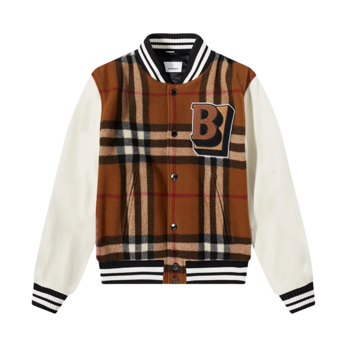 버버리 펠톤 체크 바시티 자켓 다크 버치 브라운