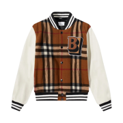 Burberry Felton Check Varsity Jacket Dark Dark Birch Brown