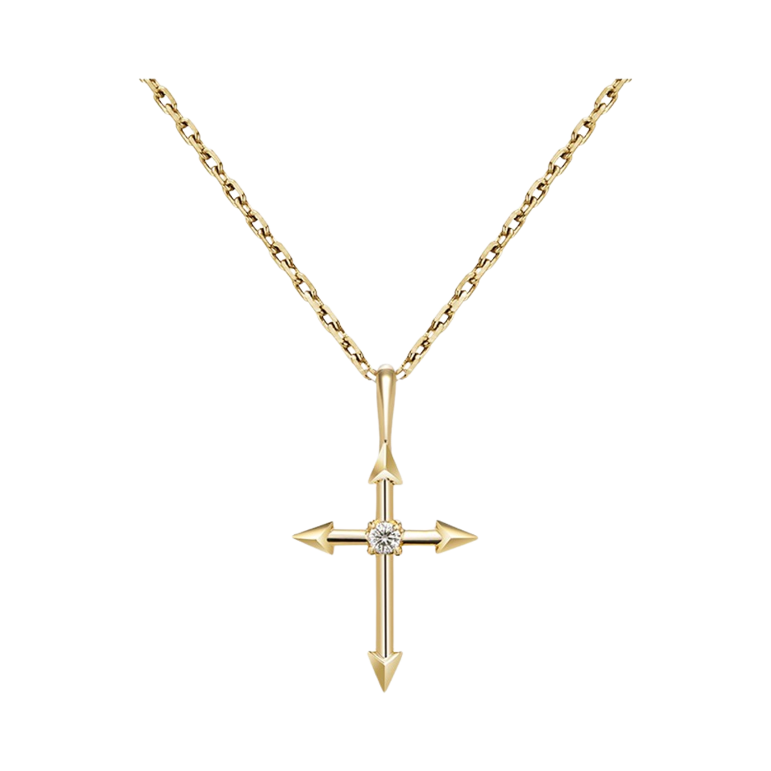 미꼬 애로우 크로스 1 다이아몬드 S 네클리스 옐로우 골드(Miko Arrow Cross 1 Diamond S Necklace Yellow Gold)