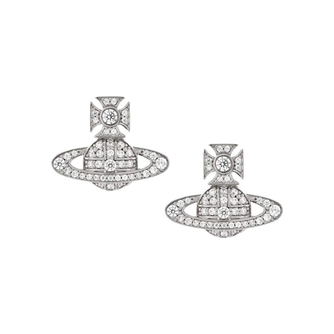 6201033A-02P102 (W) Vivienne Westwood Carmela Bas Relief Earrings Platinum White