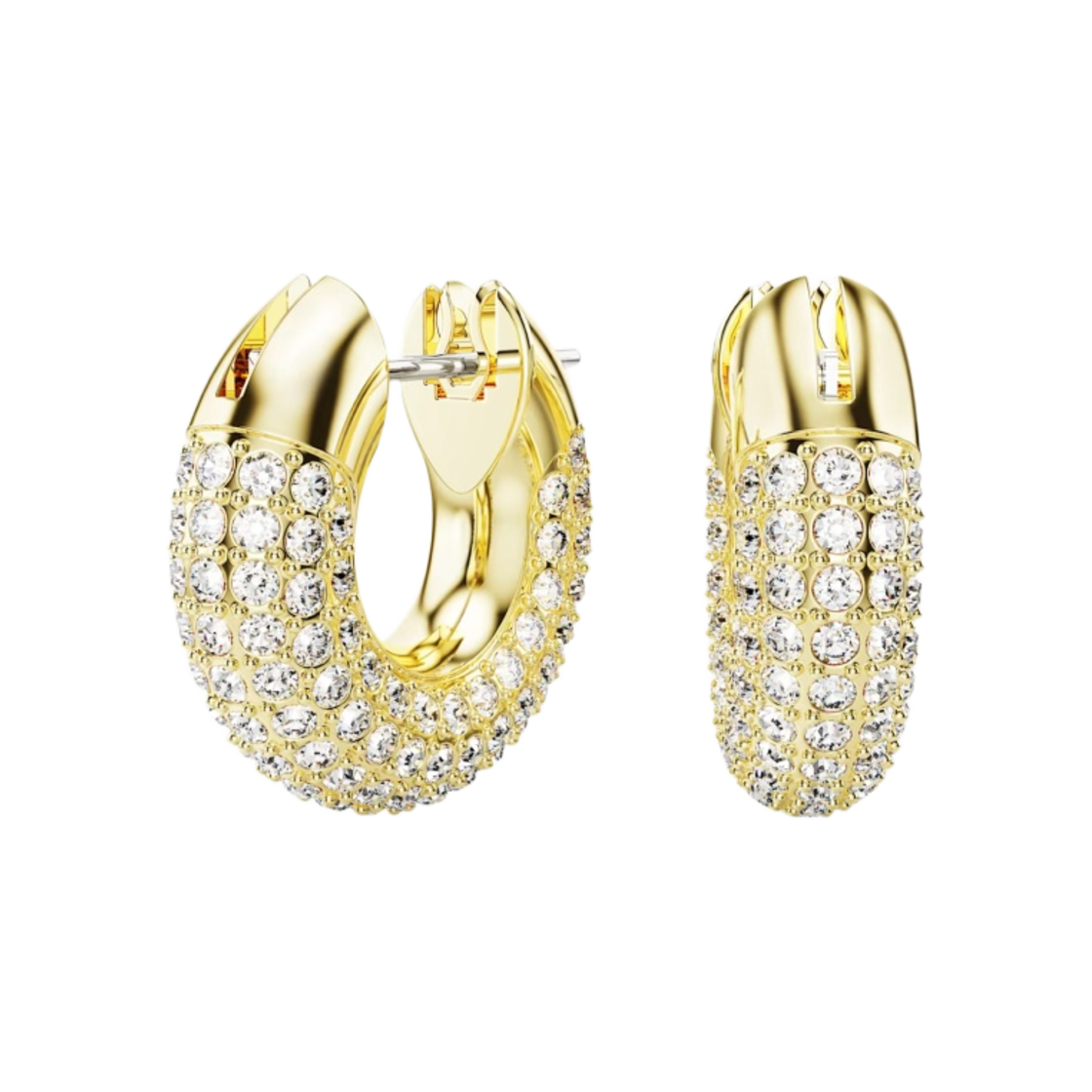 (W) 스와로브스키 덱스테라 후프 이어링 스몰 화이트 골드 플래팅((W) Swarovski Dextera Hoop Earrings Small White Gold Plated) - 2