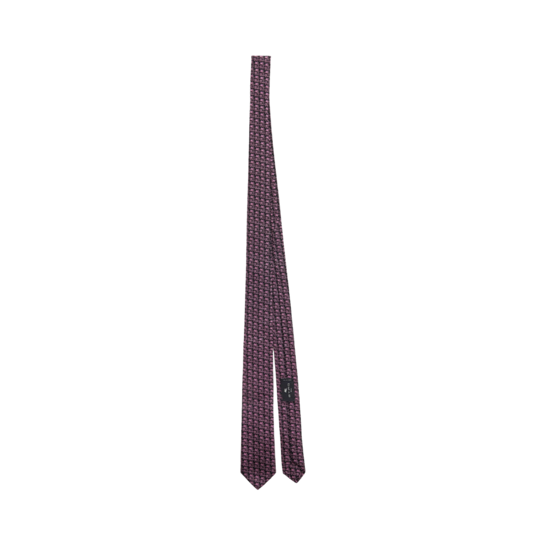 에트로 로고 프린트 실크 타이 블랙 핑크(Etro Logo Print Silk Tie Black Pink)