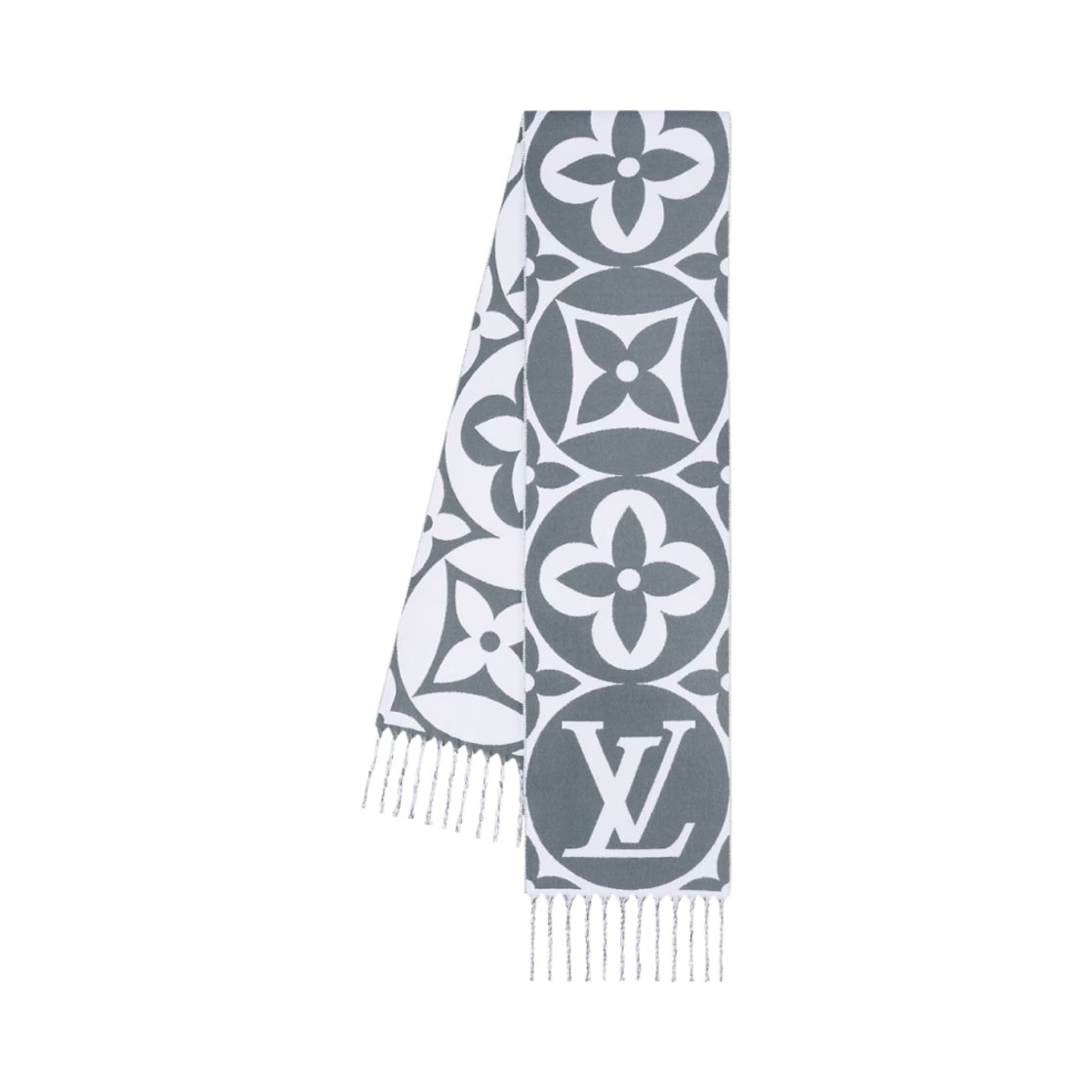 M92857 (W) Louis Vuitton LV Medallion Muffler S00 Light Grey