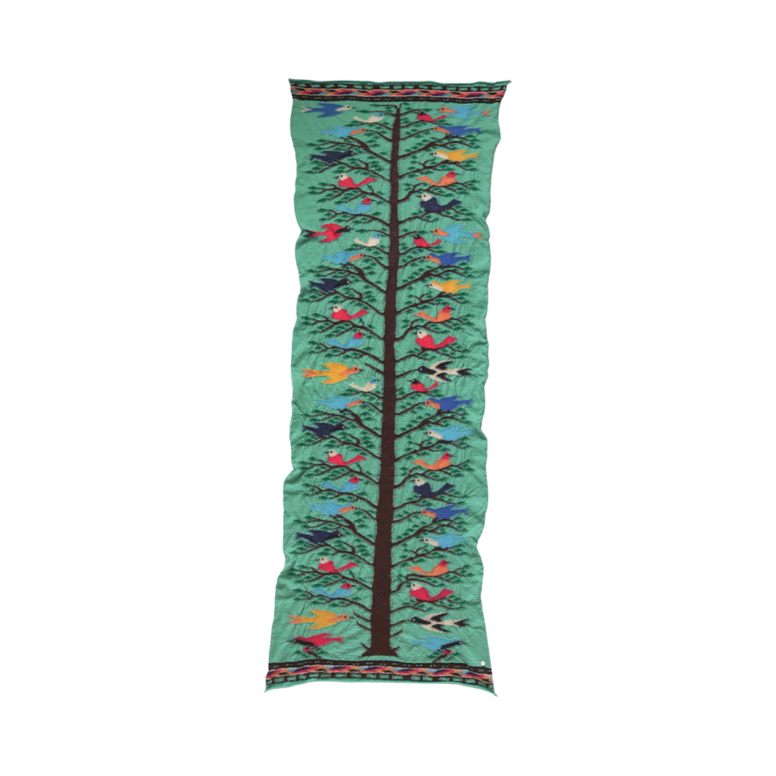 EK-310 Kapital Felted Wool Bird Tree Scarf Emerald
