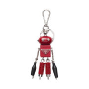 Prada Saffiano Leather Robot Trick Keychain Fiery Red