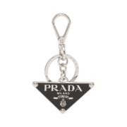Prada Metal Triangle Logo Keychain Black