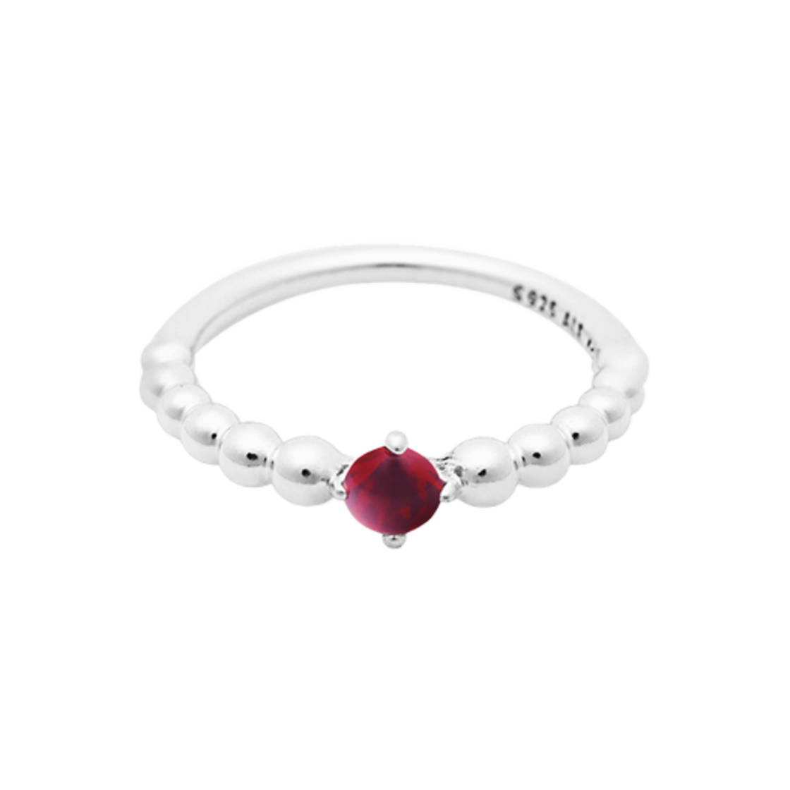 (W) 판도라 줄라이 블레이징 비디드 링 스털링 실버 레드((W) Pandora July Blazing Beaded Ring Sterling Silver Red) - 1