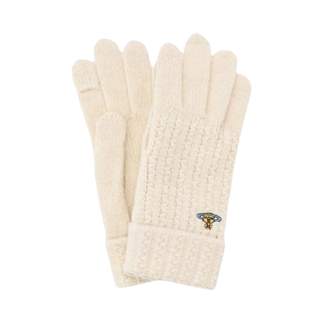 3121VW233 (W) Vivienne Westwood Orb Logo Embroidery Cashmere Wool Gloves Off White