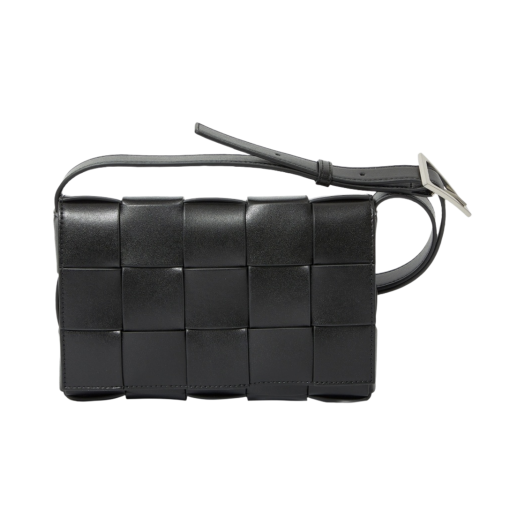 Bottega Veneta Urban Leather Crossbody Cassette Black Silver