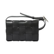 Bottega Veneta Urban Leather Crossbody Cassette Black Silver