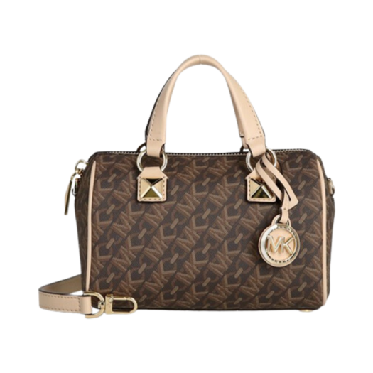 Michael Kors Greyson Small Empire Signature Logo Duffle Crossbody Bag Brown
