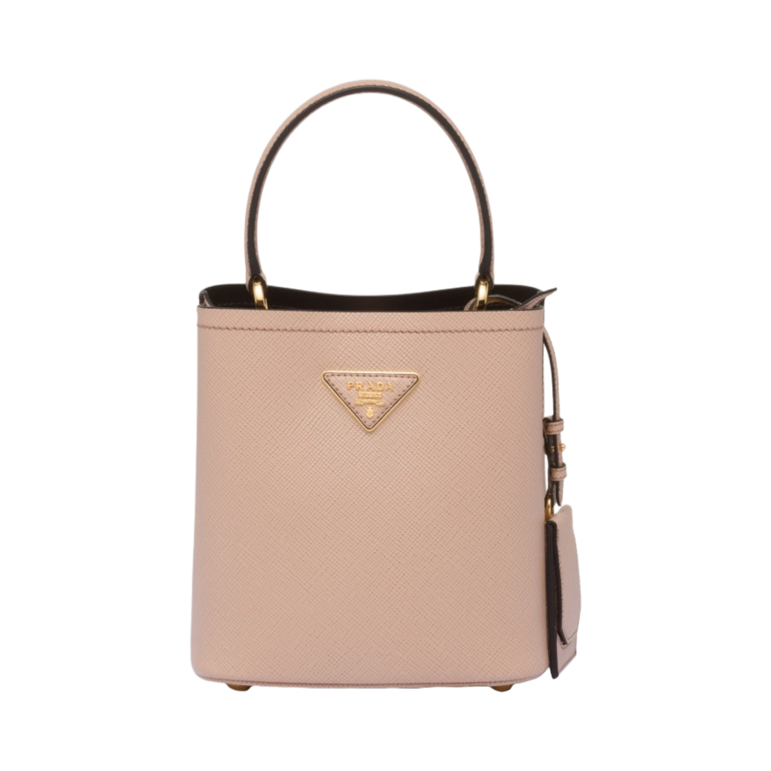 프라다 미디움 사피아노 레더 프라다 파니에 백 파우더 핑크 블랙(Prada Medium Saffiano Leather Prada Panier Bag Powder Pink Black) - 1