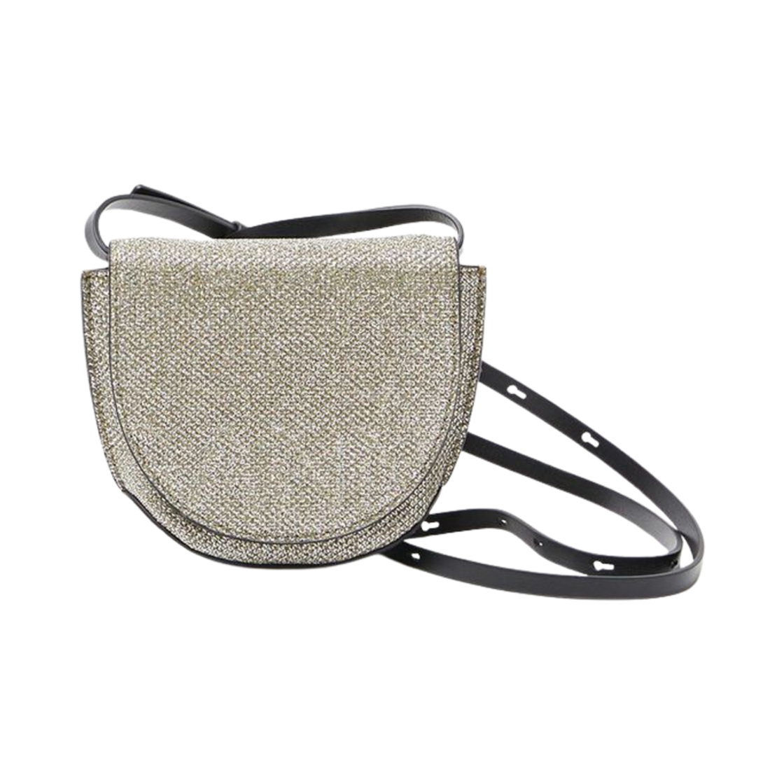 A4606-339 Ganni Banner Nano Glitter Shoulder Bag Silver Gold