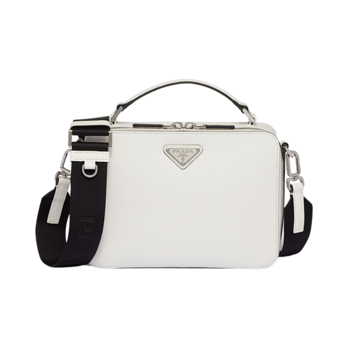 프라다 미디움 프라다 브리크 사피아노 레더 백 화이트(Prada Medium Prada Brique Saffiano Leather Bag White) - 1