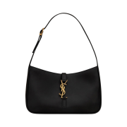 Saint Laurent Bronze Monogram Le 5 A 7 Hobo Bag in Smooth Leather Black
