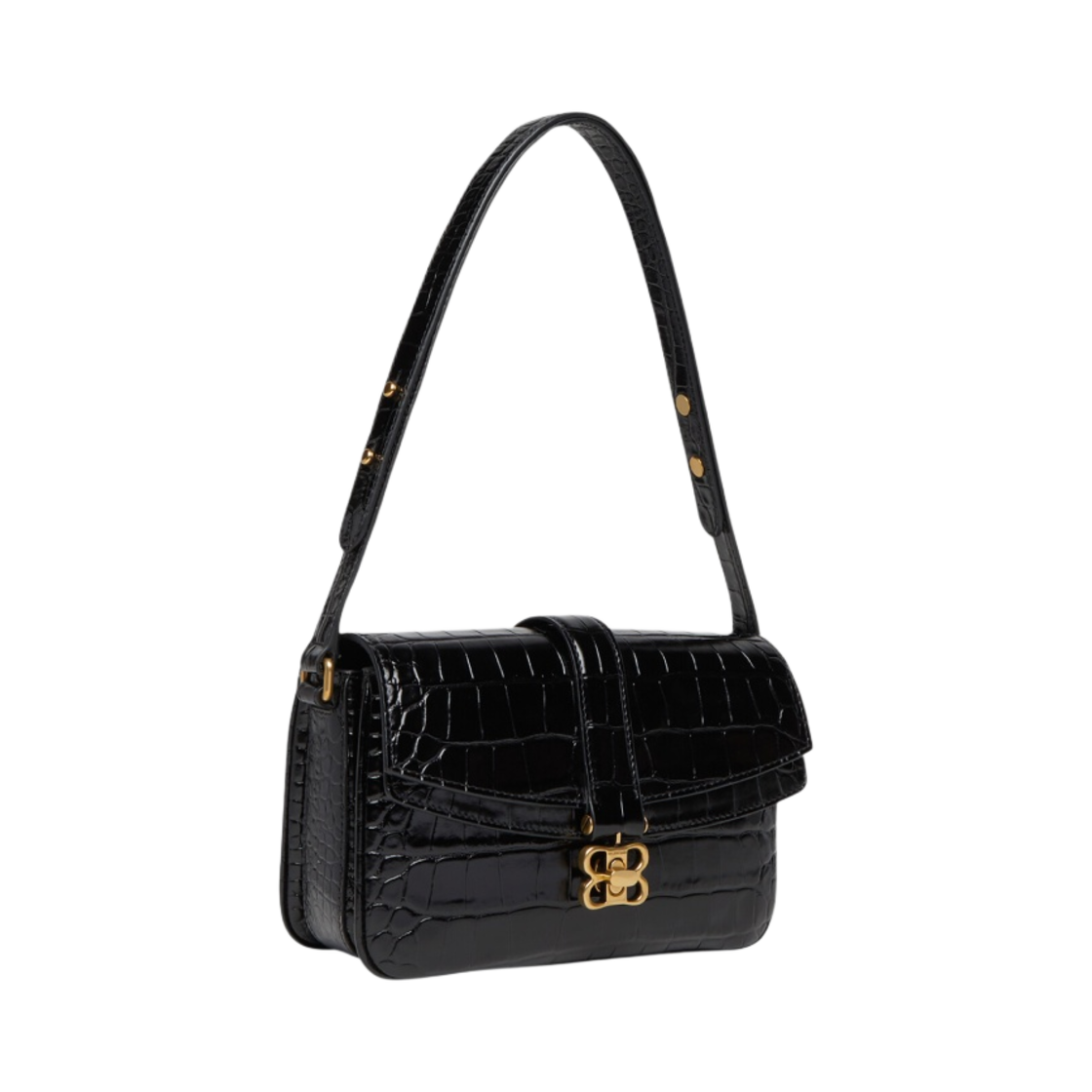 발렌시아가 크로커다일 엠보스 스몰 플랩백 블랙(Balenciaga Crocodile Embossed Small Flap Bag Black) - 2