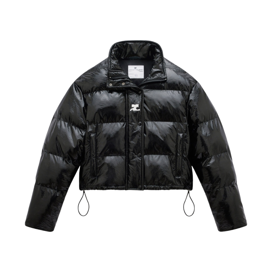 (W) 꾸레쥬 바이닐 숏 푸퍼 자켓 블랙((W) Courreges Vinyl Short Puffer Jacket Black)