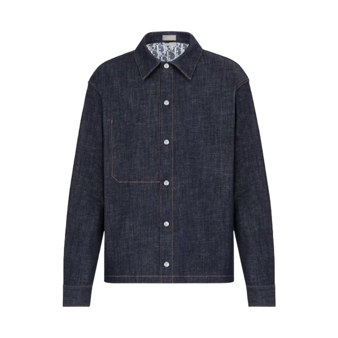 033D490A226X-C580 Dior Oblique Cotton Denim Overshirt Raw Blue