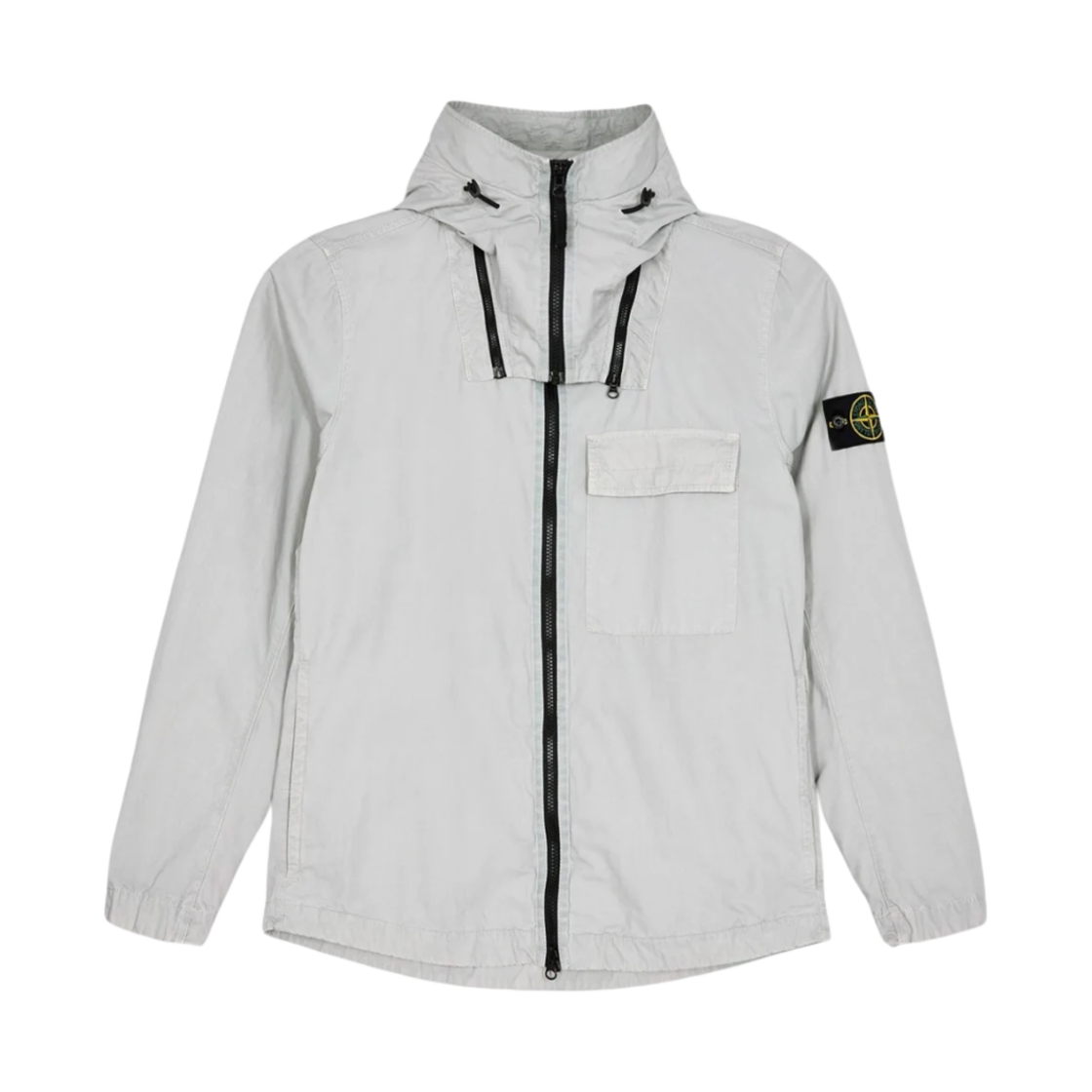 스톤 아일랜드 114WN 브러쉬드 코튼 캔버스 후드 오버셔츠 라이트