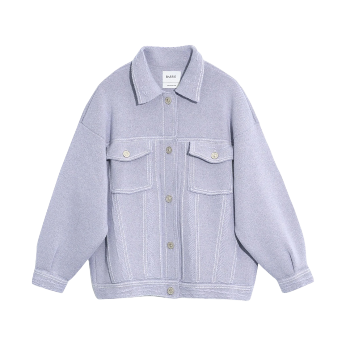 (W) 배리 데님 오버사이즈 캐시미어 코튼 자켓 블래베리 실버 솔트 블루((W) Barrie Denim Oversized Cashmere Cotton Jacket Blaeberry Silver Salt Blue)