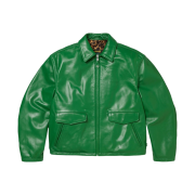 Supreme x Schott Leather Racer Jacket Green - 24FW