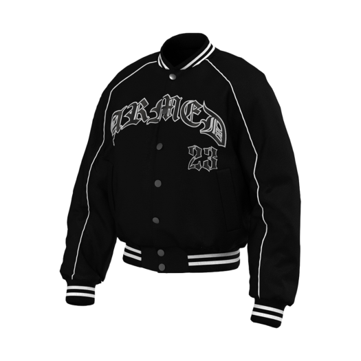 MTSMJKA01-BK Muscle Armed Lether Patch Varsity Jacket