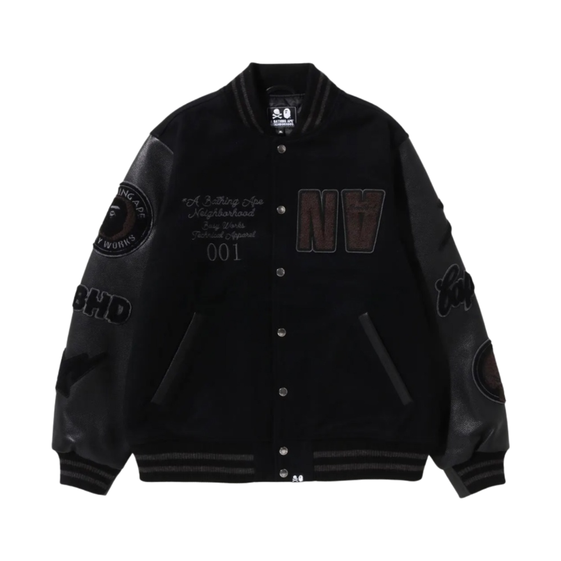 - BAPE x Neighborhood Varsity Jacket Black - Numbering Exclusive