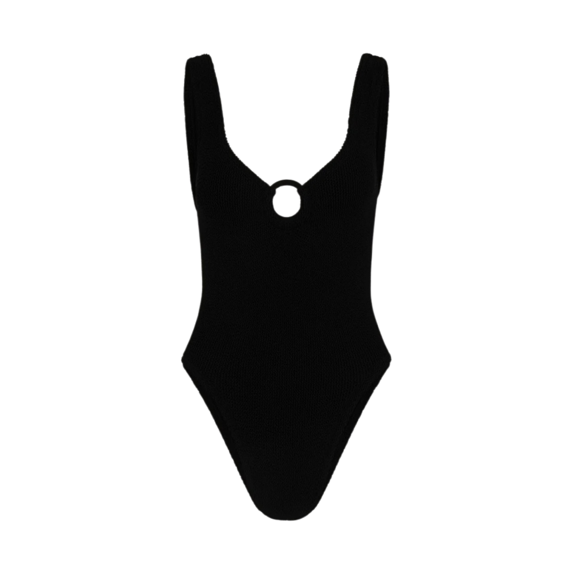 (W) 훈자 지 셀린느 스윔 위드 토널 후프 블랙((W) Hunza G Celine Swim with Tonal Hoops Black)
