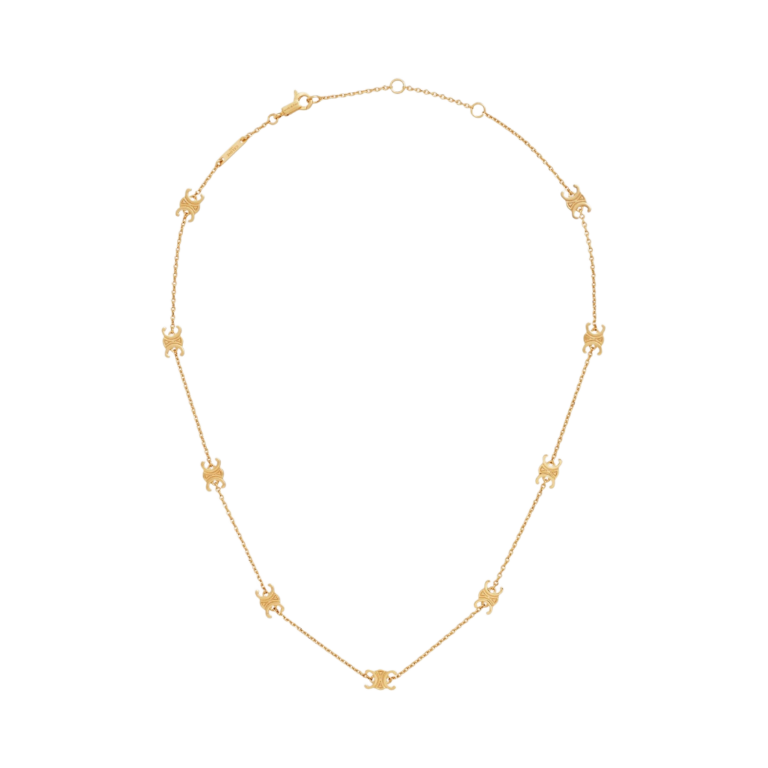 (W) 셀린느 브래스 골드 피니쉬 트리옹프 미니 네클리스 골드((W) Celine Triomphe Mini Necklace in Brass with Gold Finish Gold)