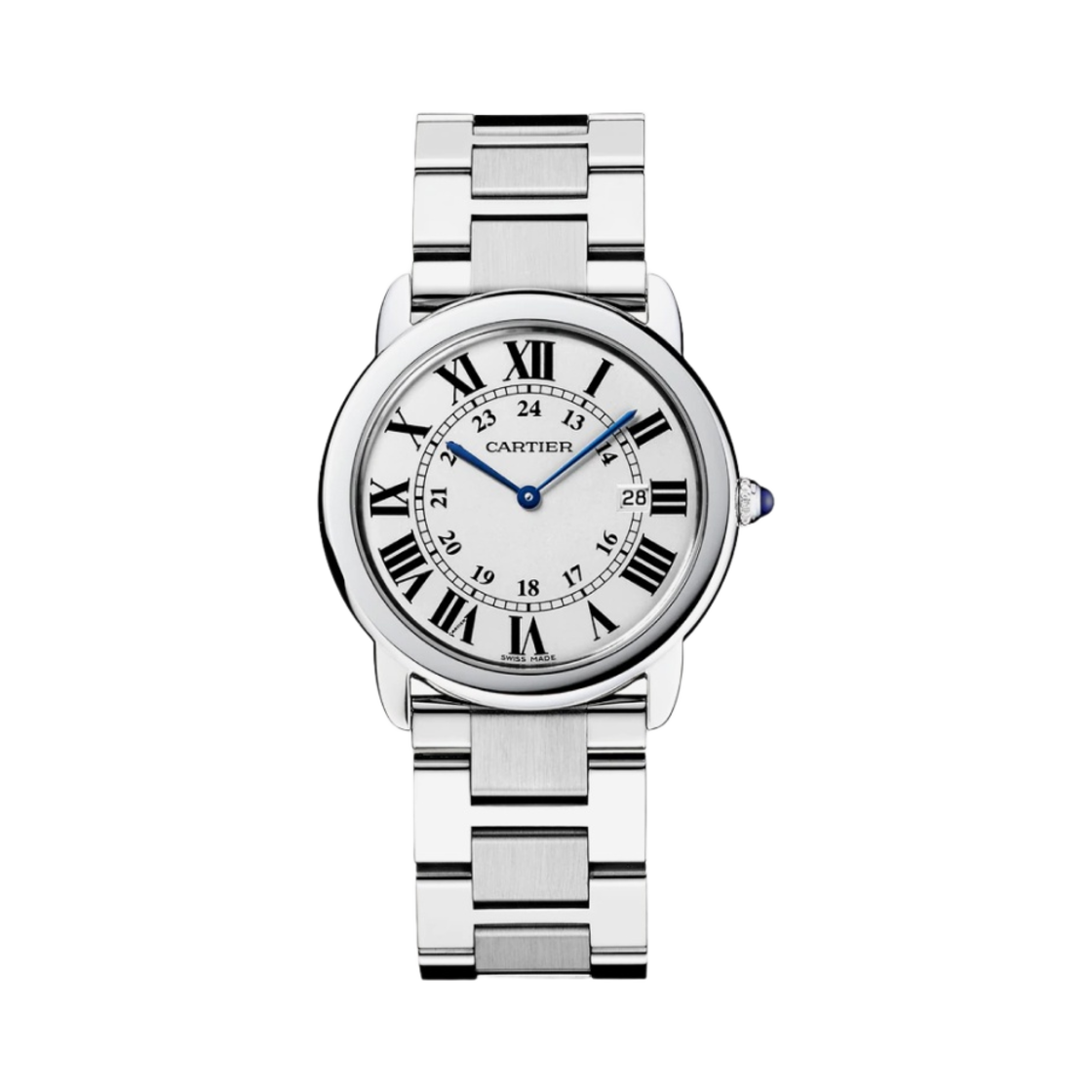 까르띠에 롱드 솔로 워치 36 쿼츠 스틸 브레이슬릿 스틸