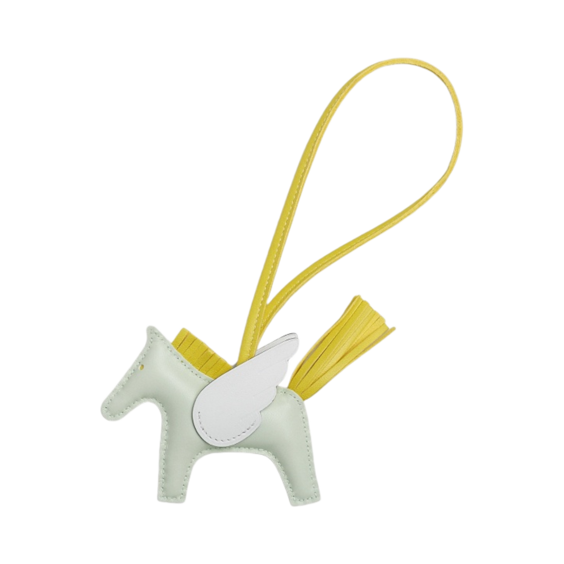 H083010CABK Hermes Rodeo Pegase PM Charm Milo Swift & Vert Fizz Lime New White