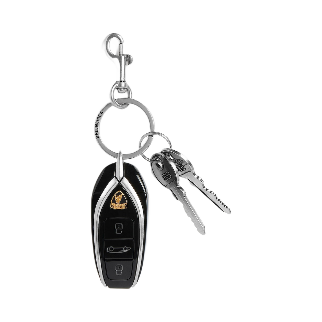 8364362ABZ88860 Balenciaga x Automobili Lamborghini Car Key Charm Silver Black