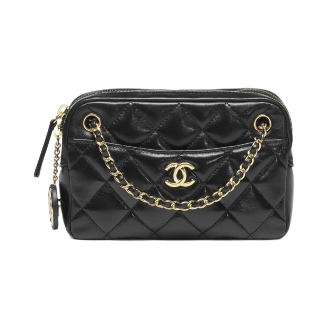 샤넬 미니 카메라 케이스 샤이니 램스킨 & 골드 메탈 블랙(Chanel Mini Camera Case Shiny Lambskin & Gold Black) - 2