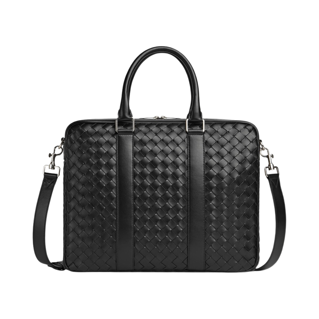 보테가 베네타 라지 인트레치아토 브리프케이스 블랙(Bottega Veneta Large Intrecciato Briefcase Black) - 1
