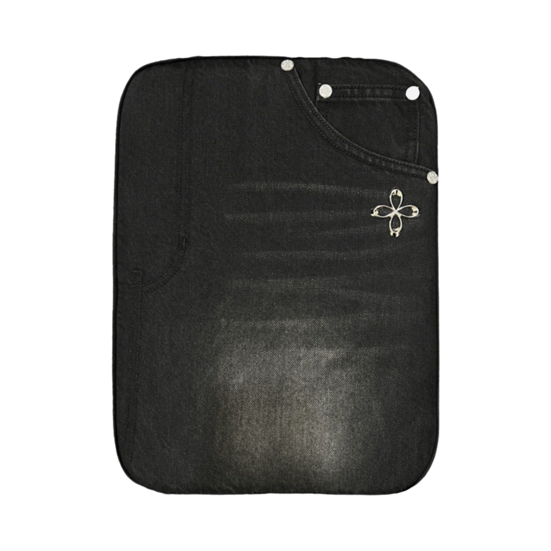 써저리 데님 진 클로버 클러치백 블랙데님 15인치(Surgery Denim Jeans Clover Logo Clutch Bag Black Denim 15 inch)