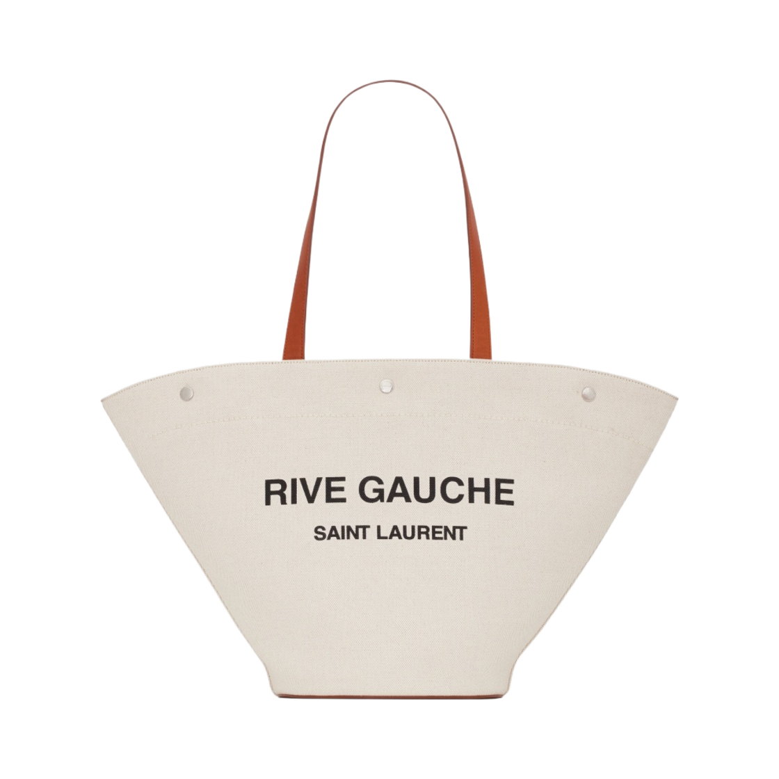 735728-FABJN-9087 Saint Laurent Rive Gauche Tote Bag in Canvas and Vintage Leather Grege Black Dark Brick