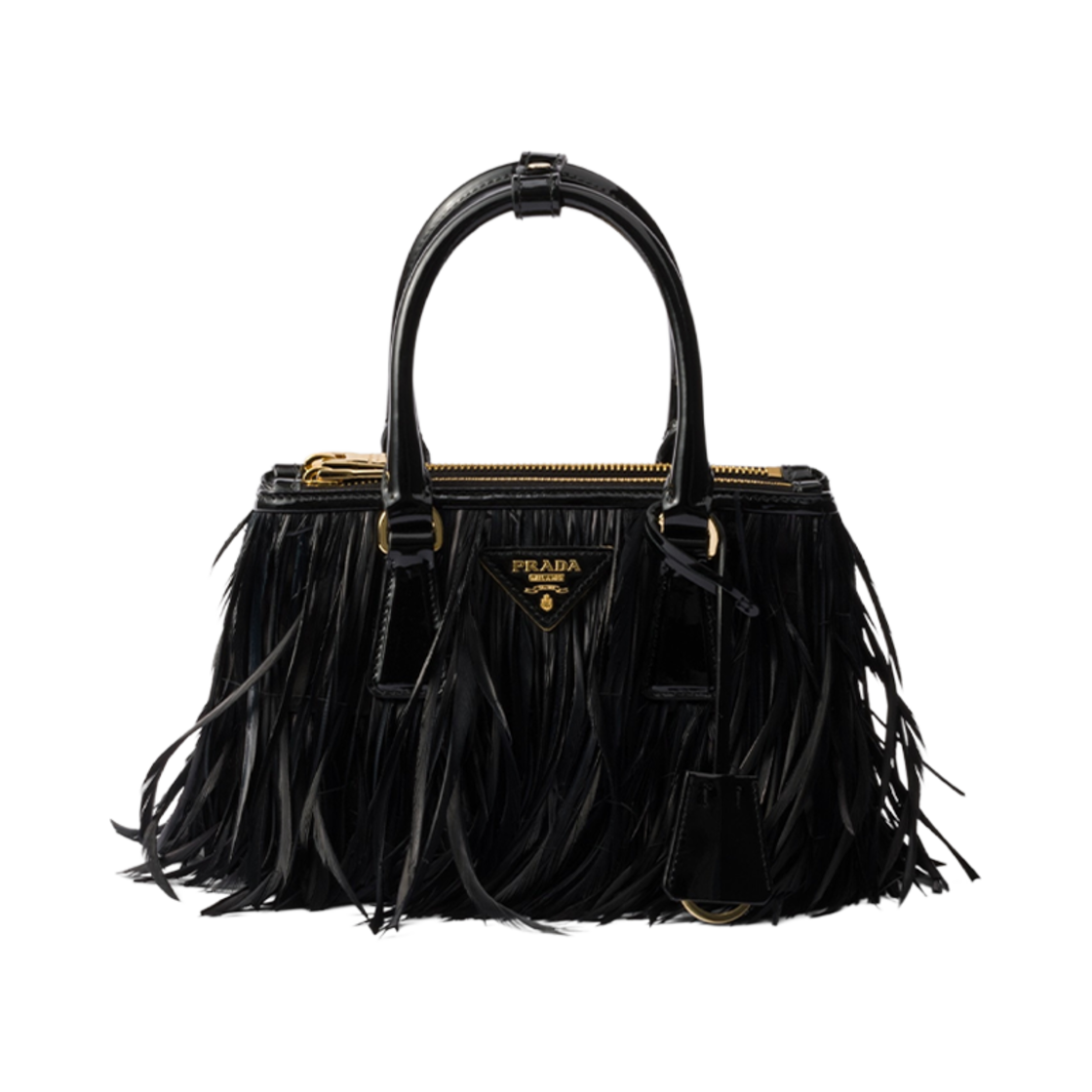 프라다 갤러리아 미니 백 페더 트림 블랙(Prada Galleria Mini-Bag with Feather Trim Black) - 1