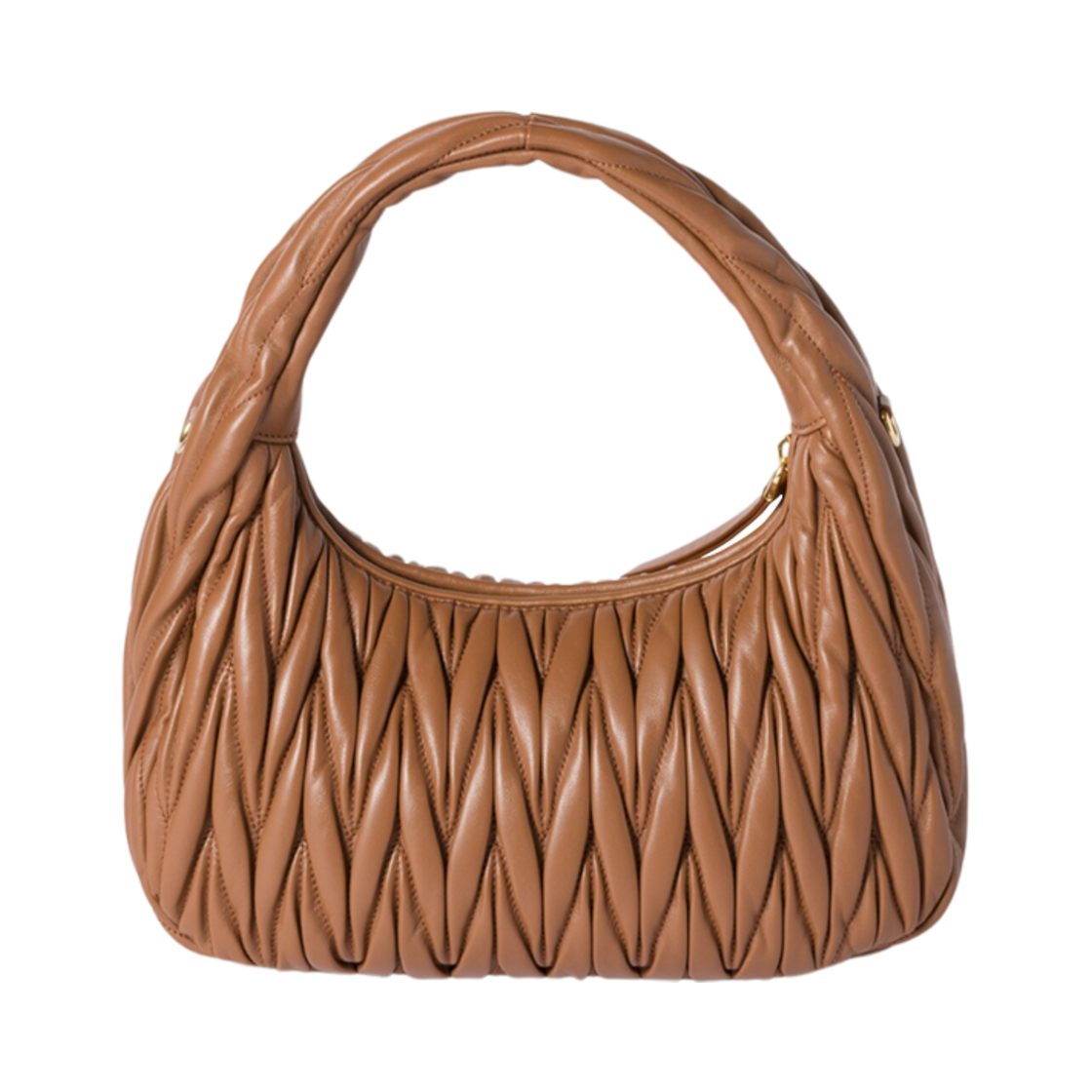 미우 미우 완더 마테라쎄 나파 레더 호보백 꼬냑(Miu Miu Wander Matelasse Nappa Leather Hobo Bag Cognac) - 3