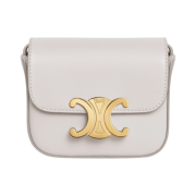 Celine Mini Triomphe in Shiny Calfskin Chalk