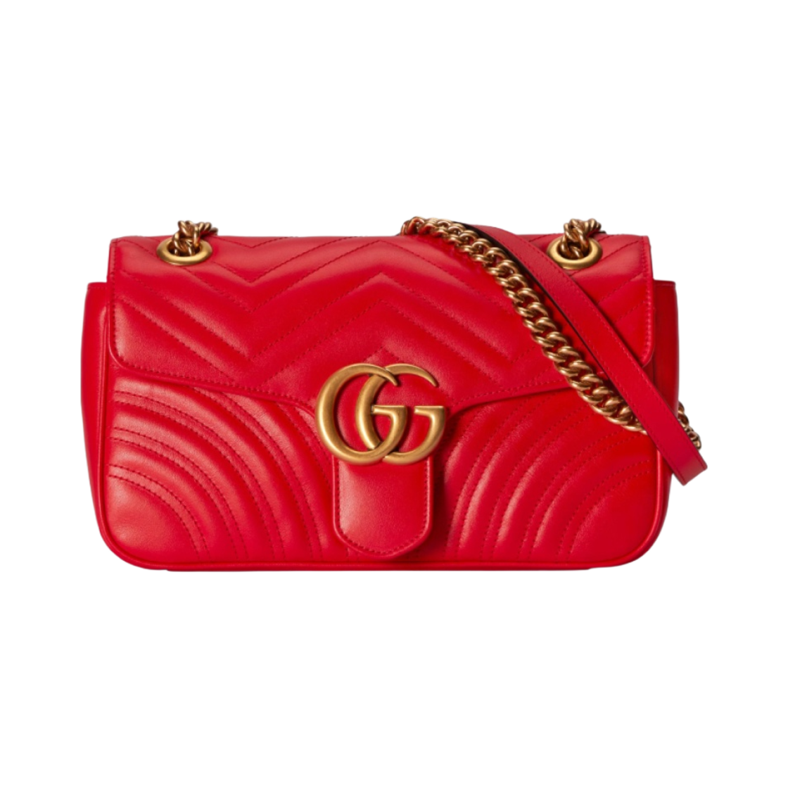 443497-AABZC-6832 Gucci GG Marmont Small Shoulder Bag Red Leather
