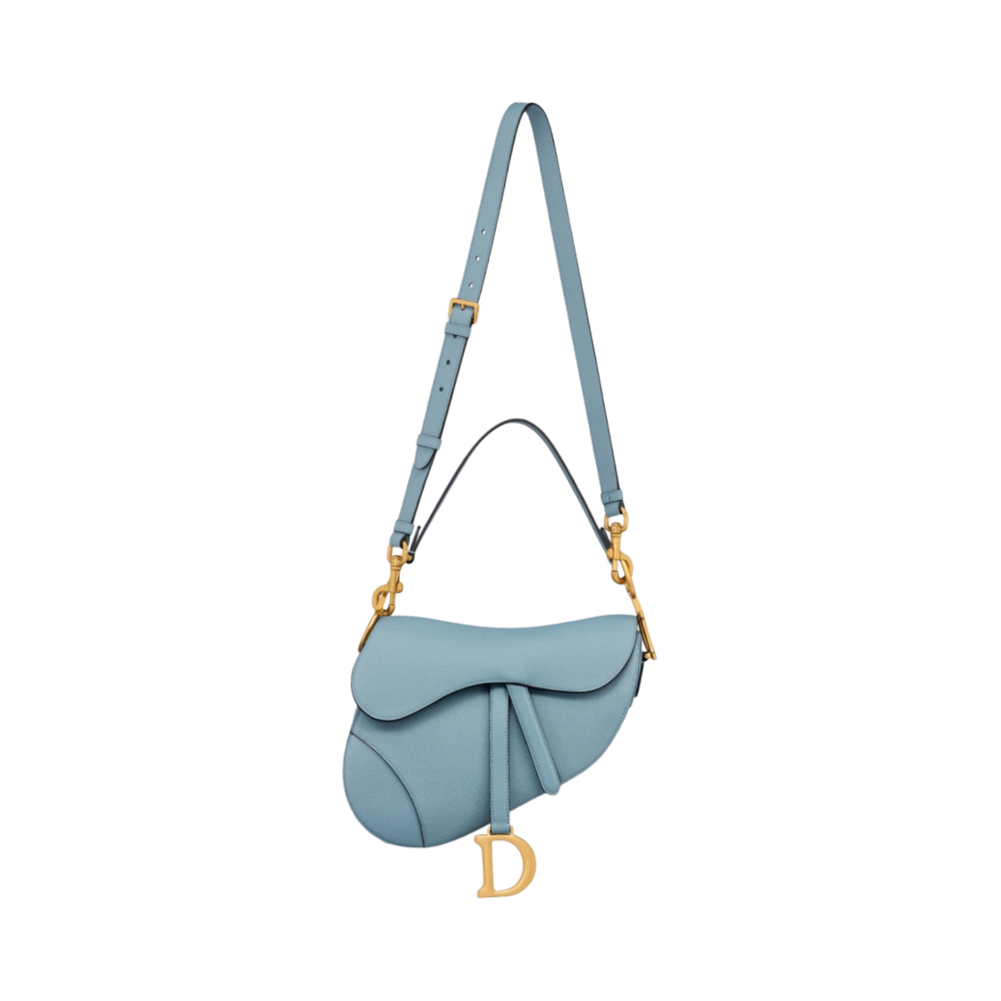 디올 새들백 그레인드 카프스킨 호라이즌 블루(Dior Saddle Bag Grained Calfskin Horizon Blue) - 5