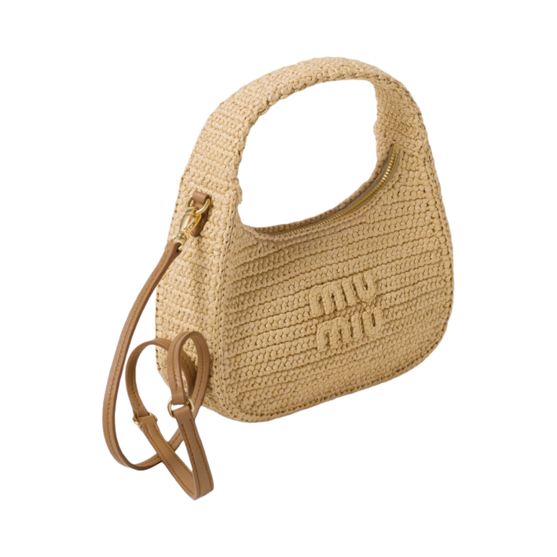 미우 미우 완더 크로쉐 호보백 내츄럴(Miu Miu Wander Crochet Hobo Bag Natural) - 2